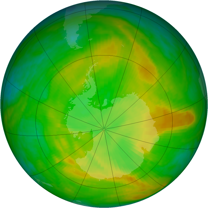 Antarctic ozone map for 02 December 1981